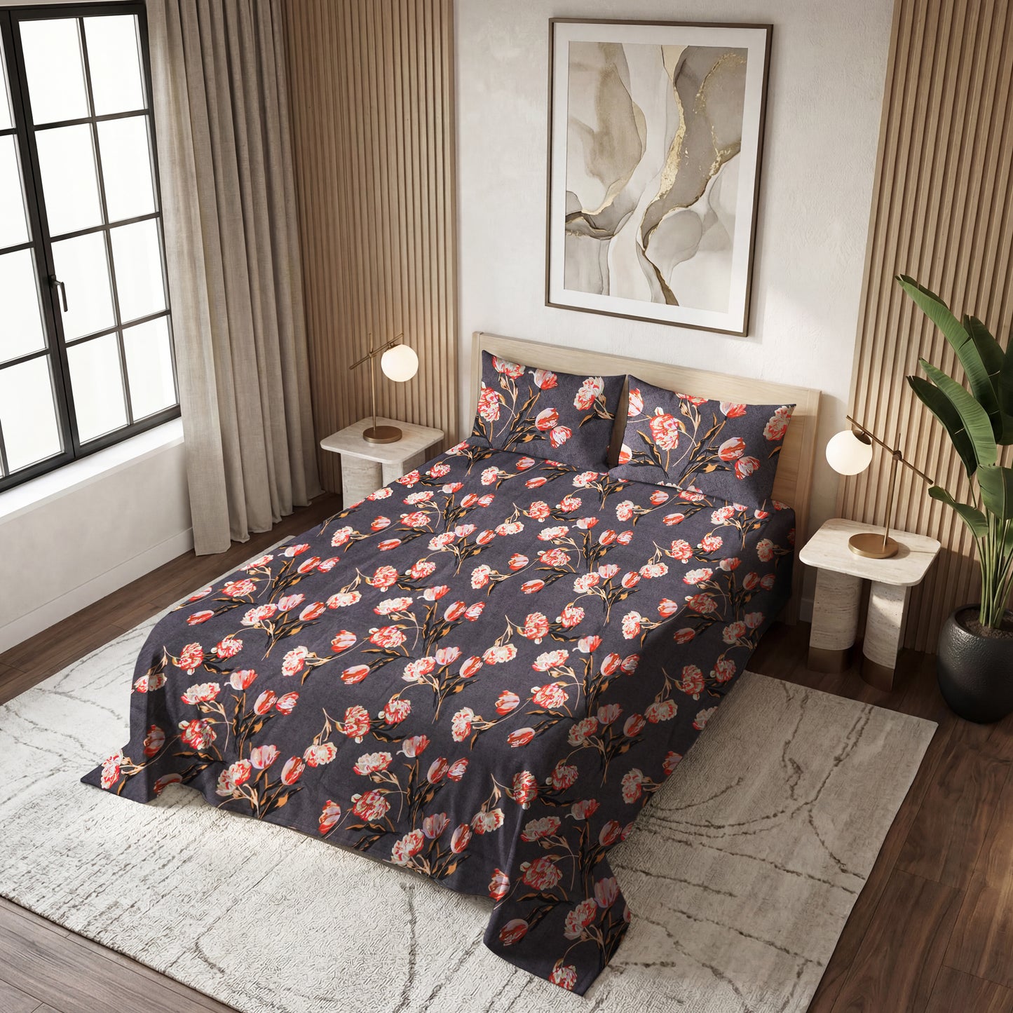 Grey Peach Floral