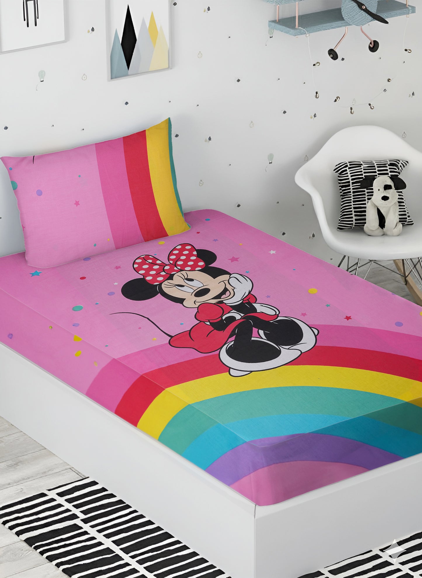 Rainbow Minnie Single Bed Sheet